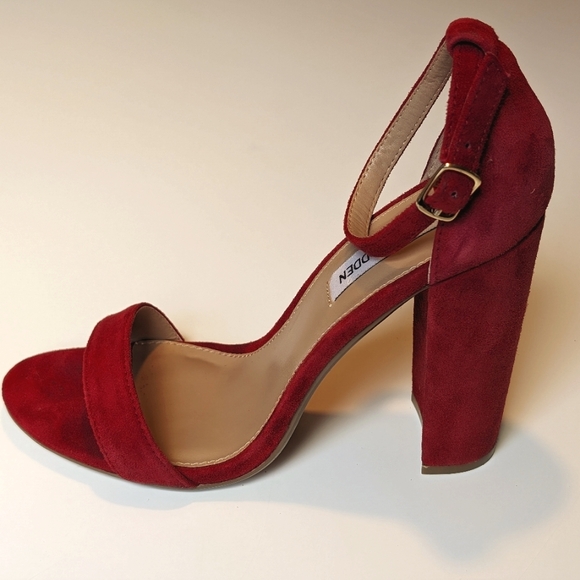 Steve Madden | Carson Dark Red Suede Ankle Strap Platform Heels | 9 - Picture 3 of 13